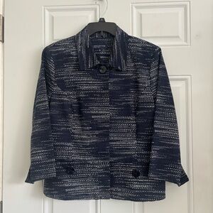 Jones New York Signature Textured Navy/White Blazer w/3/4 Sleeves, Size 14